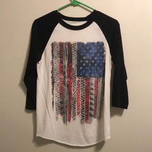 American flag, baseball tee